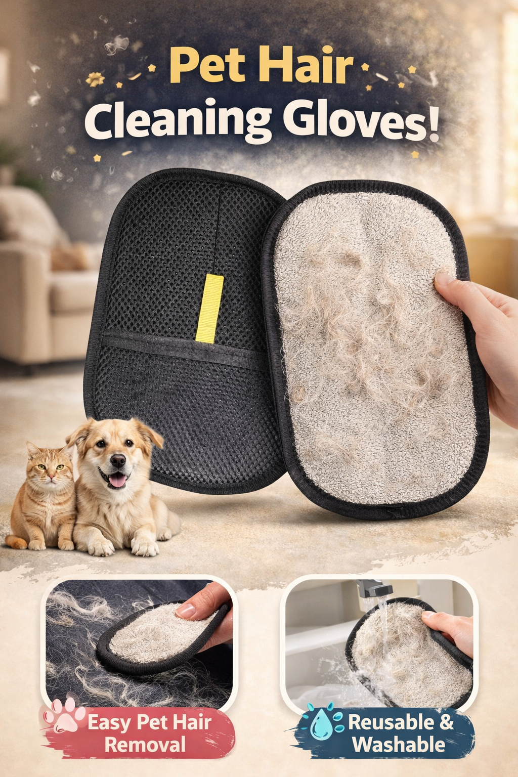 pet hair cleaning gloves