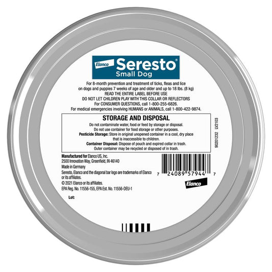 Elanco Seresto Flea & Tick Collar - Small Dog (18 lbs)